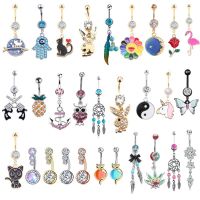 1PC Stainless Steel Belly Button Ring Dangle 14G Cute Bunny Navel Piercing Ring Cat Butterfly Belly Ring Body Piercing Jewelry Body jewellery