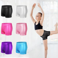 Kids Girls Children Ballet Dance Shorts Metallic Shiny Dance Shorts Bottoms Candy Color Ballerina Shorts for Performance Pants