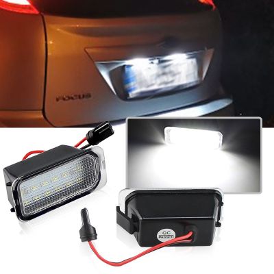 ไฟโคมไฟป้ายทะเบียน LED 2ชิ้นสำหรับฟอร์ดเอสเคป Ranger Kuga 1 2 C-MAX Focus 2 3 Ecosport Edge Fiesta 6 7 Mondeo 4 5