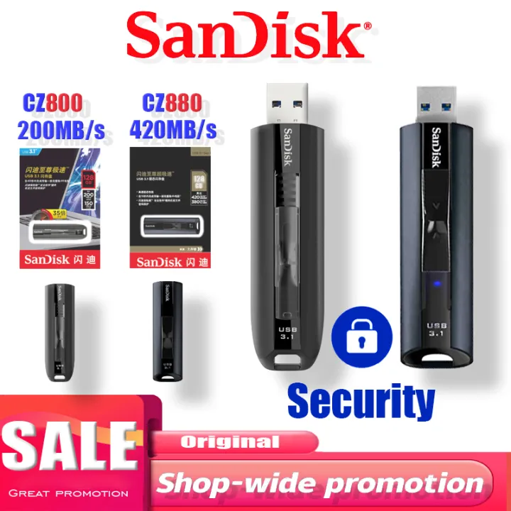 (100 Original) SanDisk EXTREME PRO USB 3.1 Solid State Flash 64G 128GB