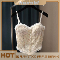 hanshi [2023 new HOT FASHION] lazlook ฤดูร้อน French Print Lace Cami Crop Tank Top ชุดชั้นในสตรีด้านบน Elegant Slim SHORT Tanks Vest Y2k Challenge