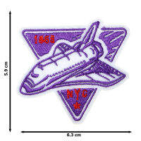 JPatch - ยานอวกาศ (NYC 1865) จรวด เครื่องไอพ่น (NASA)  สำรวจอวกาศ โลก กาแล็กซี่ เอเลี่ยน ยูเอฟโอ ดวงดาว สีม่วง ตัวรีดติดเสื้อ อาร์มรีด อาร์มปัก มีกาวในตัว การ์ตูนสุดน่ารัก งาน DIY Embroidered Iron/Sew on Patches