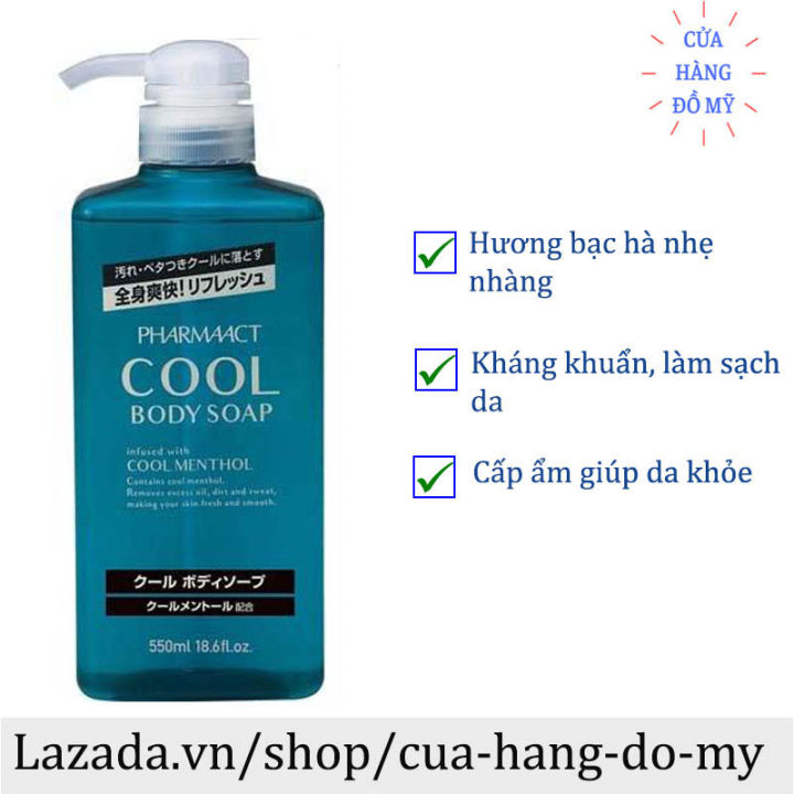 Sữa tắm cho nam Pharmaact Cool Body Soap 550ml (Hương bạc hà) của Nhật Bản  - MS Cosmetics | Lazada.vn
