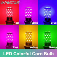 E27 LED ที่มีสีสันข้าวโพดหลอดไฟ12วัตต์สีชมพูสีแดงสีฟ้าสีเขียวสีม่วง7สีโคมไฟ AC 220โวลต์หลอดไฟตกแต่งโคมระย้า