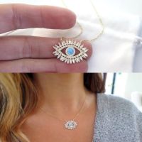 2021 NEW LUCKY evil eye CZ jewelry gold filled AAA baguette cubic zirconia cz turquoises stone fashion classic eye necklace