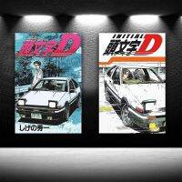 อะนิเมะเริ่มต้น D โปสเตอร์ผ้าใบจิตรกรรมพิมพ์ดริฟท์รถ AE86 TAKUMI ผนังศิลปะรูปภาพสำหรับตกแต่งห้อง