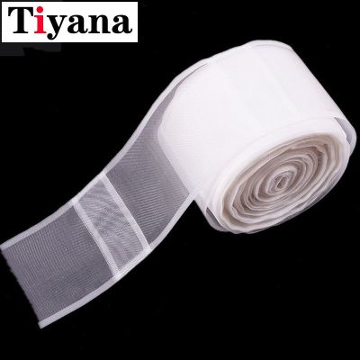 【LZ】♝  Nylon tecido transparente fita anel cortina gancho fita cinto Rod bolso fita branca dobras fixas acessórios 10 m