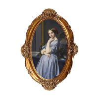 【CW】 Gold Oval Polyresin Picture Display Frame 34Cmx21cm Photo Old Fashioned Wall  Photo Luxury Occasions