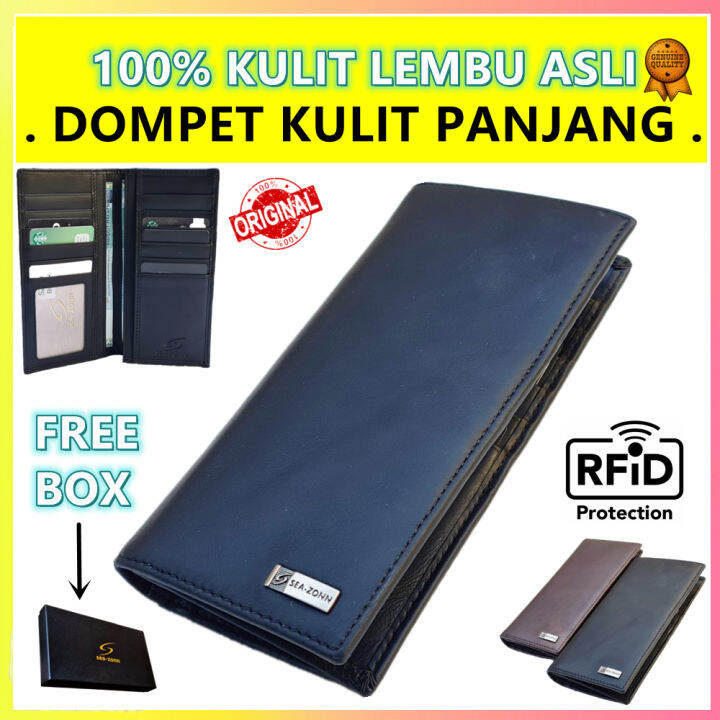 SEAZONN MEN'S LONG WALLET GENIUNE COW LEATHER DOMPET PANJANG LELAKI ...