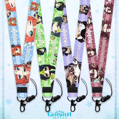 พวงกุญแจการ์ตูน Genshin Impacts Lanyards น่ารัก Venti Hutao Collei Tynari Dori Cynilou ลายการ์ตูน