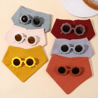 【YD】 2Pcs Baby Bib Glasses Set Crepe Saliva Accessories Newborn Bandana Burp Cotton Feeding Drool Bibs