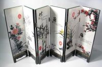 Desk decorative chinese Lacquer ware painting-Mei orchid,bamboo,chrysanthemum folding screen