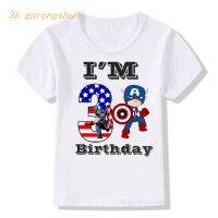 Cartoon Captain America 1 2 3 4 5 6 7 old year IM birthday T Shirt Boys T Shirts Kids Tshirt Children Clothes T-shirts Tops For boy clothing