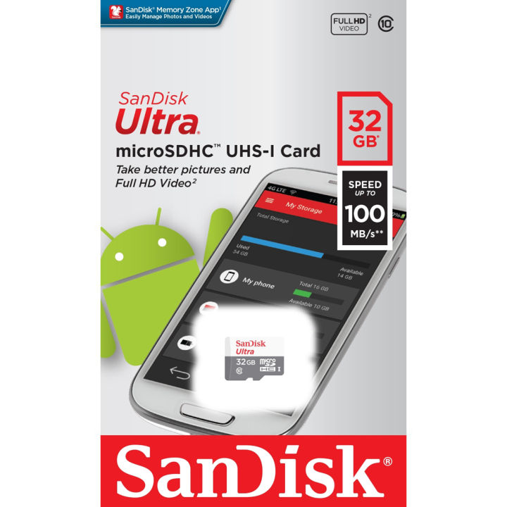 สุดคุ้มแพ็ค-5-ชิ้น-sandisk-microsdhc-card-ultra-ความเร็ว-100mb-s-32gb-class10-sdsqunr-032g-gn3mn-5-tfcard-เมมโมรี่การ์ด-แซนดิส-กล้องวงจรปิดภายใน