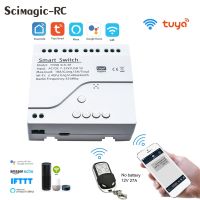 2023 latest 4CH RF Smart Switch AC85-250V DC7-32V WIFI Tuya รีโมทคอนโทรล 433 สวิตช์ไฟ 10A Rele รีเลย์ Self-Locking Interlock Inching