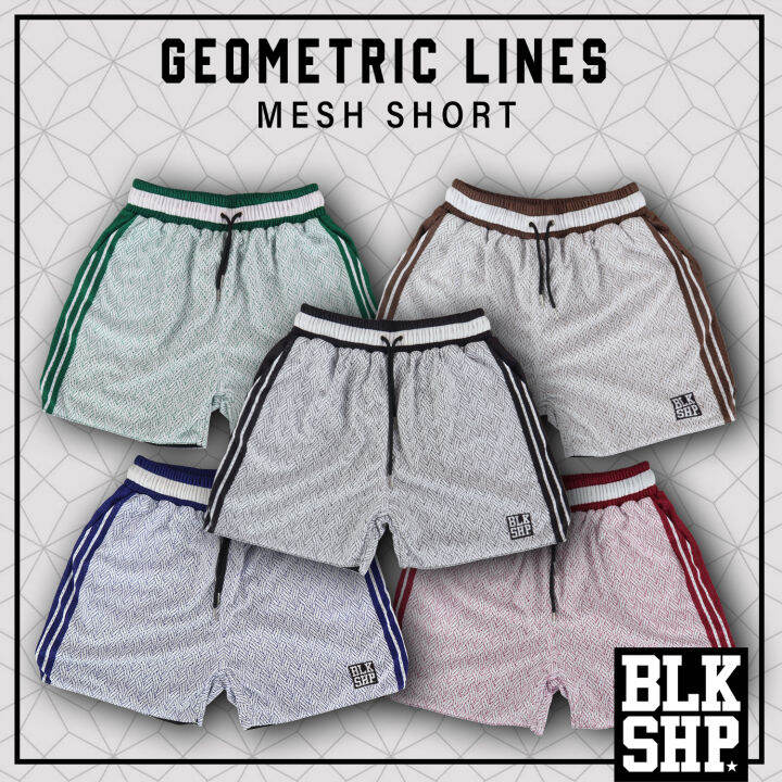 BLKSHP Geometric Lines Mesh Shorts Summer Shorts Minimalist Shorts Dri