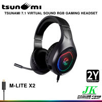 หูฟังเกมมิ่ง Tsunami รุ่น M-Lite X2 7.1 Virtual Sound RGB GAMING HEADSET พอร์ทเชื่อมต่อ USB รับประกัน 2 ปี