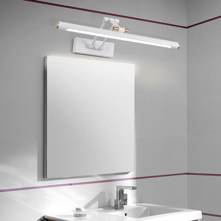 mzd-หลอดไฟ3สี-ใหม่จีนพับกระจกไฟหน้า-led-ห้องน้ำที่เรียบง่ายไม่พรุนตู้กระจกแสงห้องน้ำแต่งหน้าแสงสามารถติดตั้งตู้ด้านบนโคมไฟติดผนัง