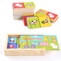 Montessori เด็กไม้ Domino องค์ความรู้สัตว์ Solitaire ปริศนาต้นการศึกษาการ์ตูนจิ๊กซอว์ของเล่นสำหรับเด็กบล็อกของขวัญ