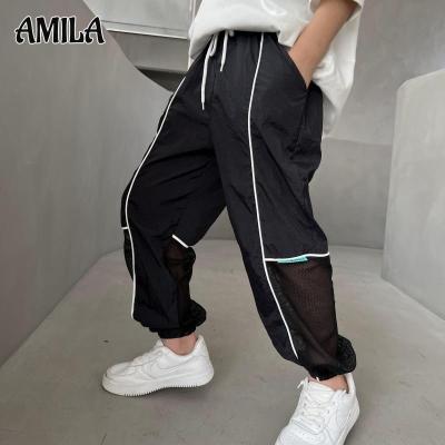 AMILA กางเกงของเด็กผู้ชาย,บางป้องกันการกางเกงกันยุงเด็กชายหลวมกางเกงขายาวกางเกงขายาวสำหรับเด็ก