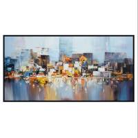 Barocco Pure Hand Painted Oil Painting Abstract City Scenery Painting 50x100cm 60x120cm 70x140cm 80x160cm 90x180cm Big Size Modern Home Wall Decoration With Frame