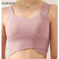 NORMOV Fitness Bra Shockproof Breathable Push Up Sports Vest Gather Back Hollow High Quality Asymmetrical Hem Running Bras Women