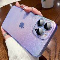 Colorful Laser Phone Case For iPhone 14 13 12 11 Pro Max Hard PC Translucent Clear HD Tempered Lens Film Protection Soft Cover