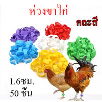 คละสี ห่วงขาไก่ ห่วงขาไก่ชน ปลอกขาไก่ ปลอกขาไก่ชน ห่วงขาไก่บ้าน ทำเครื่องหมายไก่ ระบบอายุ สายพันธุ์ เส้นผ่านศูนย์กลาง 1.6ซม ถุง 50 ชิ้น