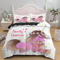 Children Bedding Sets Gifts Unicorn And Colorful Horse Printing Duvet Cover Sets For Kids Girls Boys 23pcs Single Pink Quilts