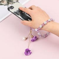 Fashion Pendant Flower Bracelet Mobile Phone Lanyard Crystal Phone Straps Hanging Rope Strap Wrist Rope Anti-lost Lanyard Phone Charms