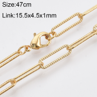 Ready Stock 1PC 46.5cm Brass Round Oval Paperclip Chain Necklace Makings with Lobster Claw Clasps