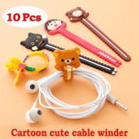 10PCS Cartoon Cute Winder Cord Data Cable Tie Wire Finishing Organizer Creative Winder Line Storage Headphone Cable Clip Winding Cable Management