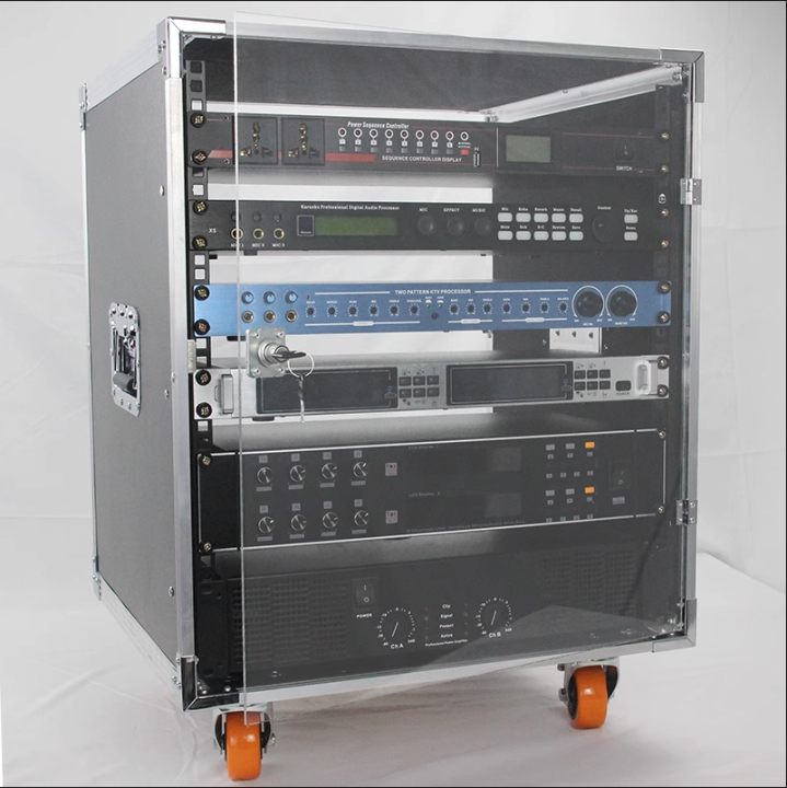 Adjustable Audio Mixer Rack 12U Professional Studio Rack With Wheels