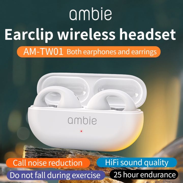 ambie-หูฟังแบบนำเสียงผ่านกระดูกหูหูหูฟังบลูทูธไร้สาย-auriculares-ชุดหูฟัง-tws-หูฟังสำหรับเล่นกีฬา