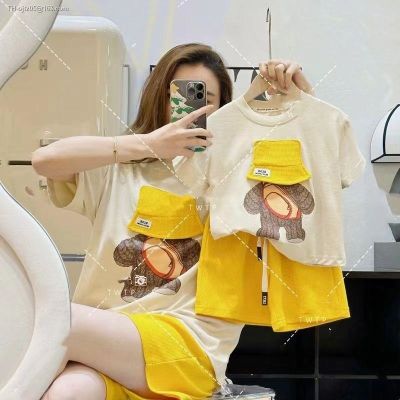Private suits female 2023 summer new web celebrity parent-child two-piece outfit pure color comfortable short-sleeved pants