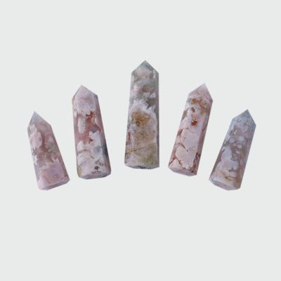 5-8cm Natural Pink Quartz Tower Sakura Agate Crystal Point Energy Stone Reiki Women Gift Home Decorate