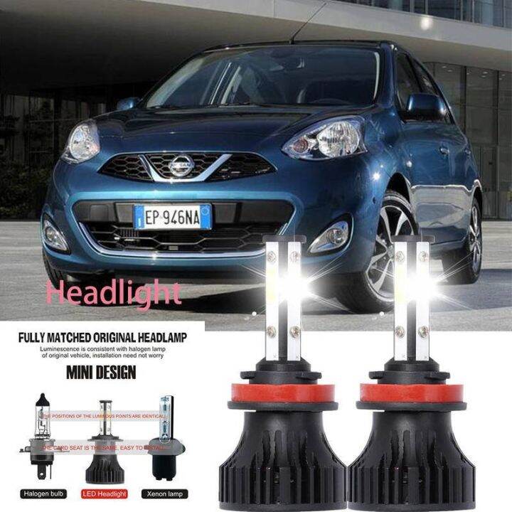 หลอดไฟหน้ารถยนต์-led-lai-40w-6000k-สีขาว-สําหรับ-nissan-micra-c-ciii-k12-2005-2023-รับประกัน-10-เดือน