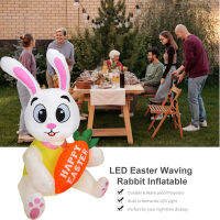 5.24FT LEDอีสเตอร์Wavingกระต่ายInflatable Lighted Easter Inflatableกระต่ายมีความสุขทรงแครอทตกแต่งฤดูหนาวเติมลมสนามหญ้าInflatablesกลางแจ้งInflatable