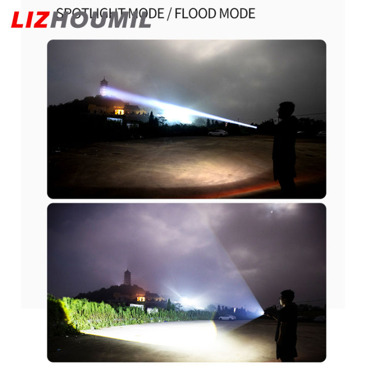 lizhoumil-โคมไฟมือแบทเตอรี่สำรองพร้อมหน้าจอแสดงสถานะดิจิตอล-ซูมได้ไกล1500-1800ลูเมน30w-ไฟฉาย-led-5ระดับ