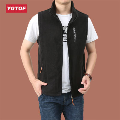 YGTOF เสื้อกั๊กใหม่ฤดูใบไม้ผลิและฤดูใบไม้ร่วงของผู้ชายขนแกะสั่นเสื้อกล้ามกลางแจ้งกีฬาเสื้อขนแกะโค้ท M-5XL