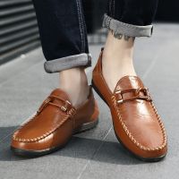 รองเท้าหนังแท้ผู้ชายอย่างเป็นทางการอังกฤษ loafers SLIP-ON ผู้ชายรองเท้าไม่มีส้น 38-44 รองเท้าแบนระบายอากาศ