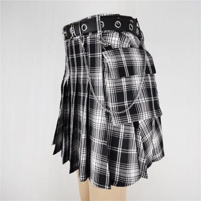 ‘；’ Summer Korean High Waist Pleated Skirts Black Gothic  Cute Mini Plaid Skirt Women JK Uniform Students Clothes Y2K 90S