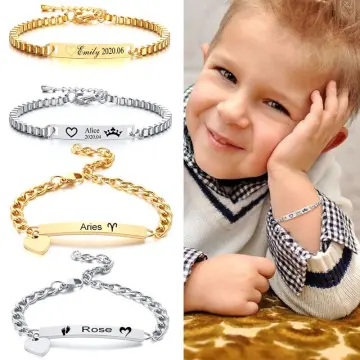 Buy Gold Baby Bracelet, Baby ID Bracelet, Custom Name Bracelet,  Personalized Child Name Bracelet, Baby Boy Bracelet, Baby Girl Bracelet  Online in India - Etsy