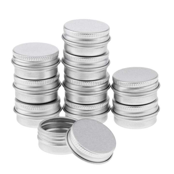 10 Empty Lip Balm Ointment Aluminum Tins Cans with Screw Lids Box Container Jar Top Round 5g