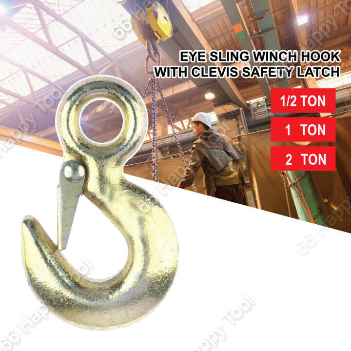 Safety Eye Sling Winch Hook With Clevis Latch 0.5T/1T/2T Antioff Ring