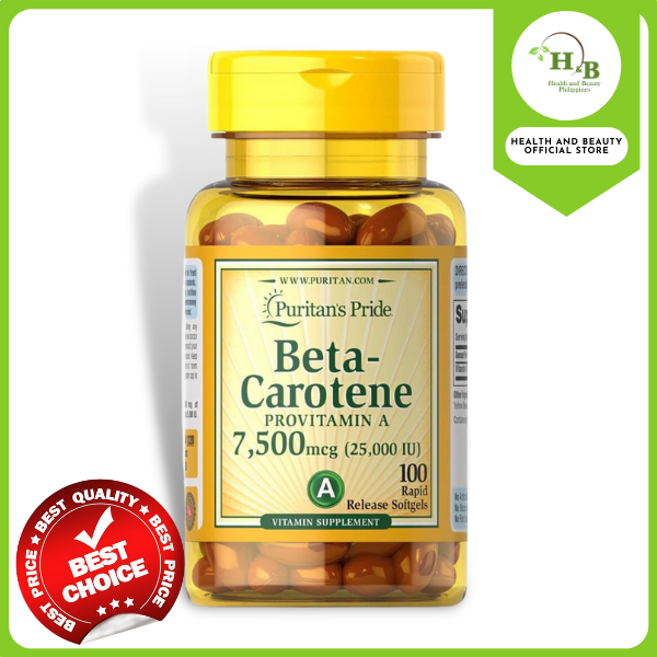 Puritans Pride Beta Carotene Vitamin A 25,000iu 7500mcg 100 softgels