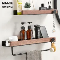 Wood Matt Black Bathroom Corner Shelves Kitchen Wall Shelf Shower Bath Shampoo Storage Rack Bathroom Accessories 20-50cm Cleaning Tools