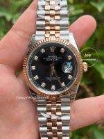 นาฬิกาข้อมือ Rolex Datejust 36mm. Black Dial Twotone 2k Rosegold  หน้าปัดฝังเพชร (TOP SWISS) (สินค้าพร้อมกล่อง+การ์ด) (ขอดูรูปเพิ่มเติมได้ที่ช่องแชทค่ะ)