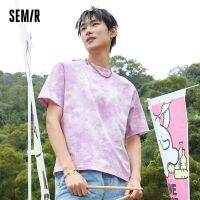 Semir เสื้อยืดแขนสั้นผู้ชาย,เสื้อเสื้อยืดคอกลมอินเทรนด์ผ้าฝ้ายมัดย้อมทรงหลวมสำหรับใส่สบายทุกวัน