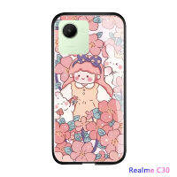 พร้อมเคสโทรศัพท์สำหรับ Realme Q5 Pro 5G 2022 RMX3372/Realme Narzo 50i นายก C55 Realme กันกระแทกสำหรับเด็กผู้หญิงดอกไม้สุดหรูเคสมันวาวกระจกเทมเปอร์เคสใหม่ฝาหลัง